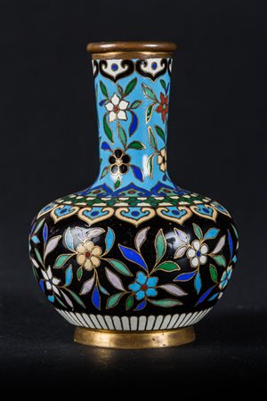 Arte Cinese Vasetto in lega di rame e smalto cloisonné Cina, dinastia Qing,...