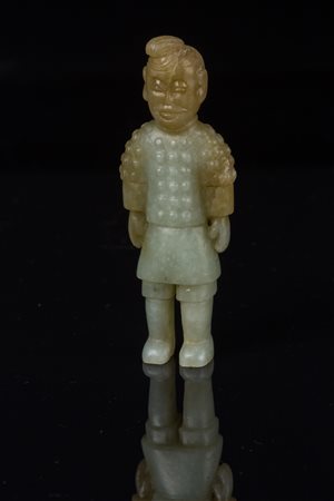 Arte Cinese Intaglio in giada raffigurante un guerriero in stile Han Cina,...