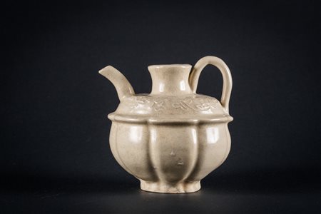 Arte Cinese Teiera in ceramica stampata a motivi floreali sotto invetriatura...