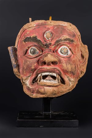 Arte Himalayana Volto in argilla di Begtse Chen in argilla Tibet, XVIII-XIX...