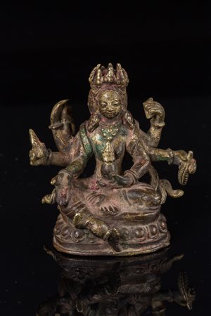 Arte Himalayana Scultura in bronzo raffigurante Vasudhara Nepal, inizi XIX...