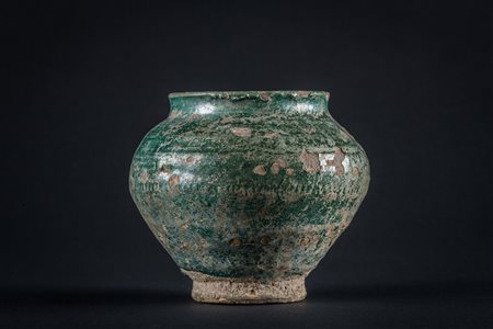 Arte Islamica Vaso in pasta silicea con invetriatura turchese Persia, Kashan,...