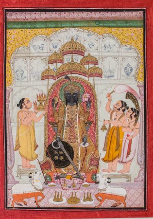 Arte Indiana Rara miniatura raffigurante Shrinathji India, Rajasthan,...