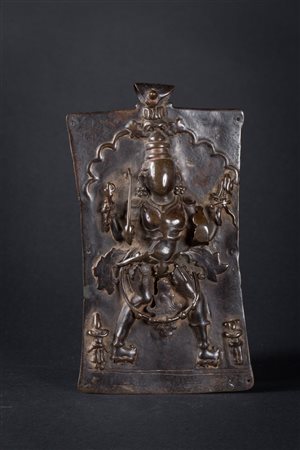 Arte Indiana Grande placca rituale raffigurante Virabhadra India,...