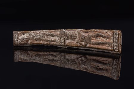 Arte Indiana Costola in osso intagliata in stile Chandraketugarh Bengala,...