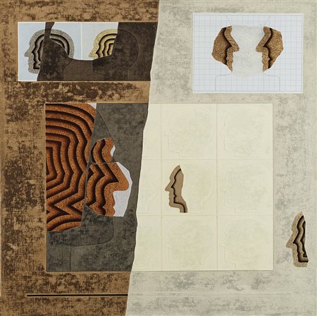 Angelo Cagnone (Carcare 1941 )&quot;Profili&quot; 1977 olio su tela, cm 80x80...