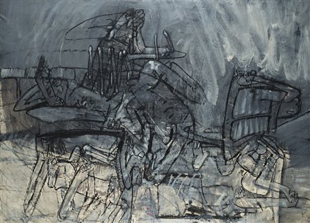 Valerio Adami (Bologna 1935 )&quot;Isterismo collettivo&quot; 1961 olio su...