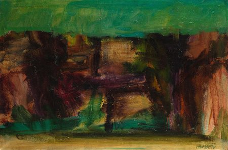 Ennio Morlotti (Lecco 1910 - Milano 1992)&quot;Paesaggio sull'Adda&quot; 1952...