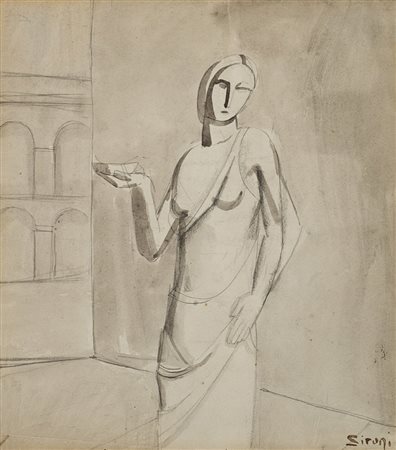 Mario Sironi (Sassari 1885 - Milano 1961)&quot;Figura femminile e...