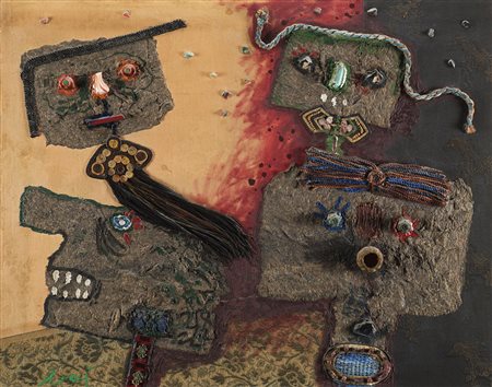 Enrico Baj (Milano 1924 - Vergiate 2003)&quot;Entre amis&quot; 1964 olio,...