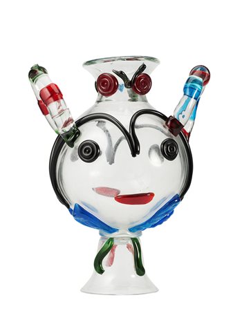&quot;Il Burlesco&quot; 1955 vaso biansato in vetro soffiato, h cm 38 Firmato...