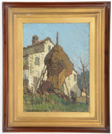 Comparini Giuseppe Firenze 1894 1980 "Il pagliaio" olio su masonite (cm...