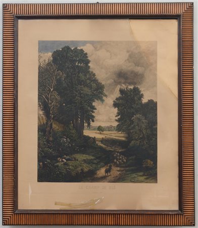 Stampa francese a colori raffigurante una scena di campagna (cm 80x67) In...