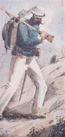 Dominique Trachel (attr.) Francia 1830 – 1897 SOLDATO FRANCESE acquerello su...