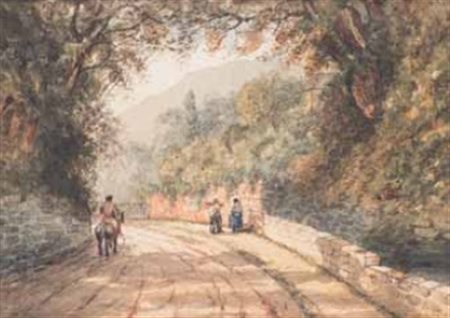 Scuola Spagnola del XIX secolo VIANDANTI acquerello su carta, cm 25x36.