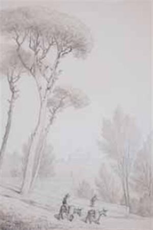 Scuola Inglese del XIX secolo VILLA DORIA PAMPHILJ, ROMA pastelli e...