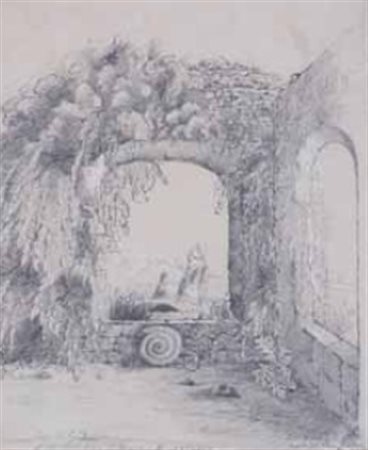 Scuola Inglese del XIX secolo DOMUS DEL PALATINO matita e biacca su carta, cm...