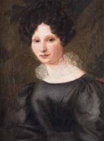 Scuola Tedesca del XIX secolo RITRATTO MULIEBRE olio su tela, cm 22x18.