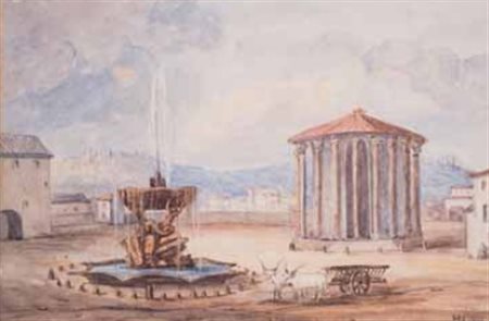 Scuola Inglese del XIX secolo TEMPIO DI VESTA IN PIAZZA BOCCA DELLA VERITÀ A...