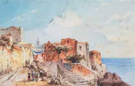 Friedrich Perlberg Norimberga 1848 – Monaco 1921 VEDUTA DI CAPRI acquerello...