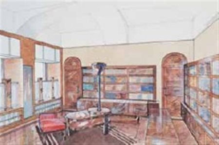 Scuola Italiana del XX secolo PROGETTO PER UN NEGOZIO DI STOFFE china e...