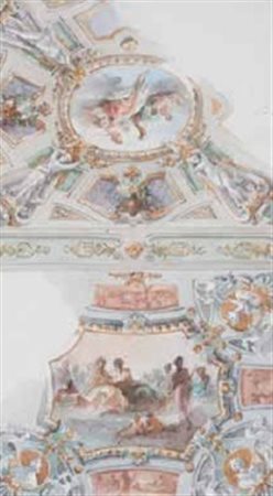 Scuola Lombarda del XIX secolo STUDIO PER DECORAZIONI DI SOFFITTO matita e...