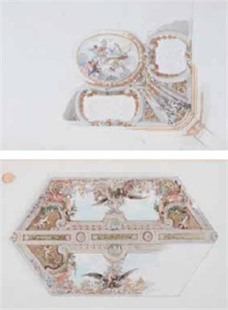 Scuola Lombarda del XIX secolo COPPIA DI STUDI PER DECORAZIONI DI SOFFITTO...