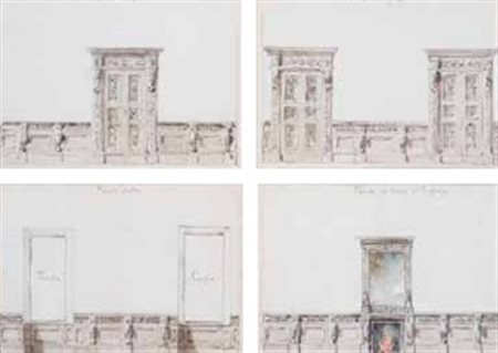 Scuola Lombarda del XIX secolo QUATTRO STUDI PER DECORAZIONI DI INTERNI...