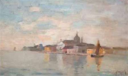 Emanuele Brugnoli Bologna 1859 – Venezia 1944 VEDUTA DI VENEZIA olio su...