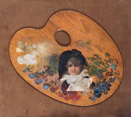 Gerolamo Induno Milano 1827 – 1890 STUDIO DI PAGGETTO olio su tavolozza, cm...