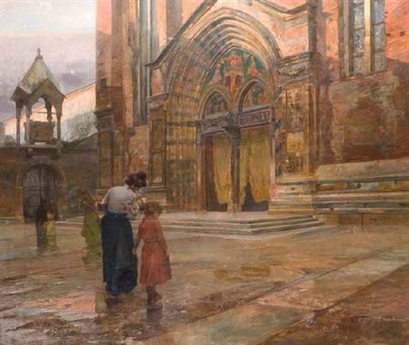 Enrico Sorio Verona 1838 – Milano 1909 LA PRIMA MESSA olio su tela, cm...