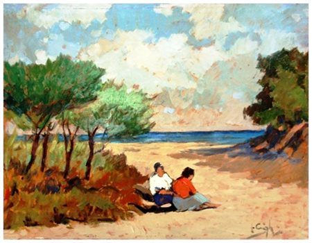 FRANCO CIGHERI Montespertoli 1905 – Portoferraio 1982 Senza titolo Olio su...