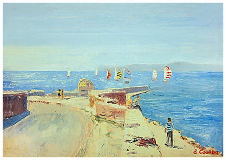EMILIO COMBA 1923 Il molo 1976 Olio su tela 35 x 50. Firma in b. a d.; sul...