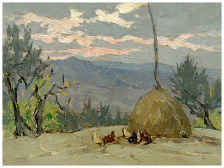 GIOVANNI LOMI Ardenza 1889 – Ardenza 1969 Sull’aia verso il tramonto...