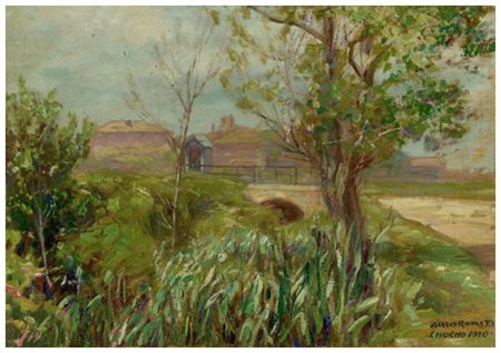 GINO ROMITI Livorno 1881 – Livorno 1967 Senza titolo 1910 Olio su tavola 15,2...