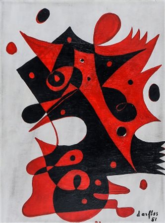 GILLO DORFLES 1910 Senza titolo, 1951 Olio su tavola, cm. 40 x 30 Firmato e...