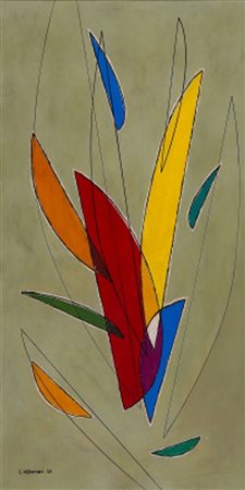 LUIGI VERONESI 1908 – 1998 Composizione diagonale, 1950 Olio su tavola, cm....