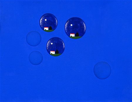 TINO STEFANONI 1937 Riflessi blu, 1966 Tecnica mista e rilievi su tavola, cm....