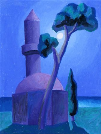 SALVO 1947 – 2015 Minareto, 1986 Pastelli ad olio su carta, cm. 39 x 30...