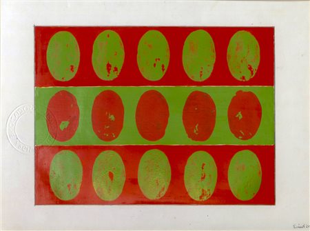 TURI SIMETI "Bandiera Verde Rossa" 1965 50X60 smalto su carta archiviato...