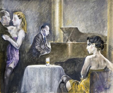 ALBERTO SUGHI 80x100 olio su tela anni ‘00 Autentica dell’artista su foto