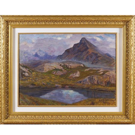 Raffaele De Grada Milano 1885 - 1957 59,5x79,5 cm. "Paesaggio Alpino", olio...