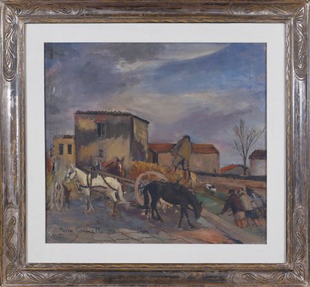 Mario Cortiello Napoli 1907 - S. Sebastiano al Vesuvio 1981 55x61 cm. "Carro...