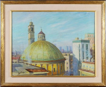 Giovan Francesco Gonzaga Milano 1921 - 2007 59,7x77 cm. "Milano. Cupola e...