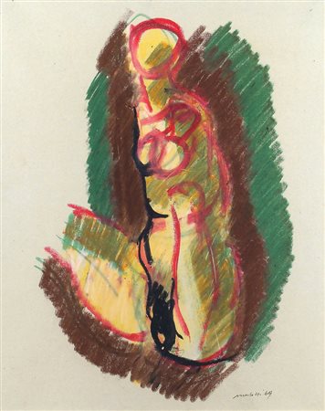 Ennio Morlotti Lecco 1910 - Milano 1992 57x47 cm. "Nudo", pastello tela,...