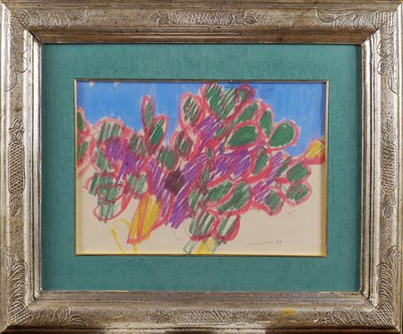 Ennio Morlotti Lecco 1910 - Milano 1992 18x41 cm. "Mazzo di fiori", pastello...