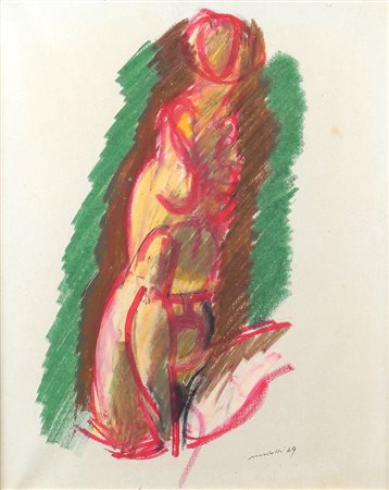 Ennio Morlotti Lecco 1910 - Milano 1992 57x47 cm. "Nudo", pastello tela,...