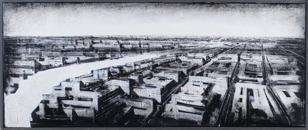 Jonathan Guaitamacchi Londra 1961 45x110 cm. "London", 2002, olio su tela,...