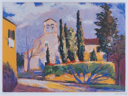 Michele Cascella Ortona 1892- Milano 1989 50x70 cm. "Scorcio di chiesa",...