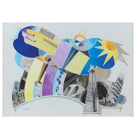 Ettore Tani Italia ? - 1957 27x37 cm. "Composizione", tecnica mista e collage...